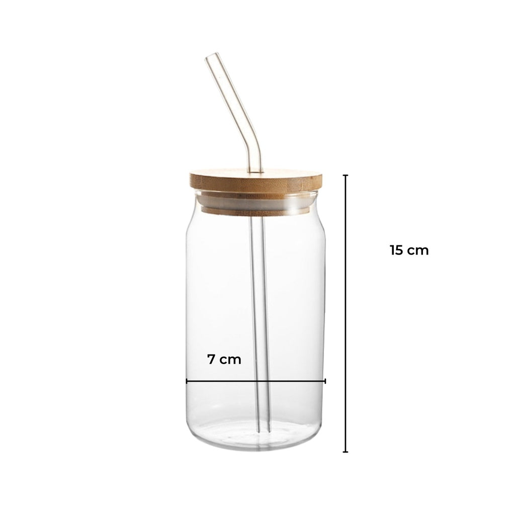 Clear Drinking Glasses with Bamboo Lids - 6 Pcs - 16 Oz