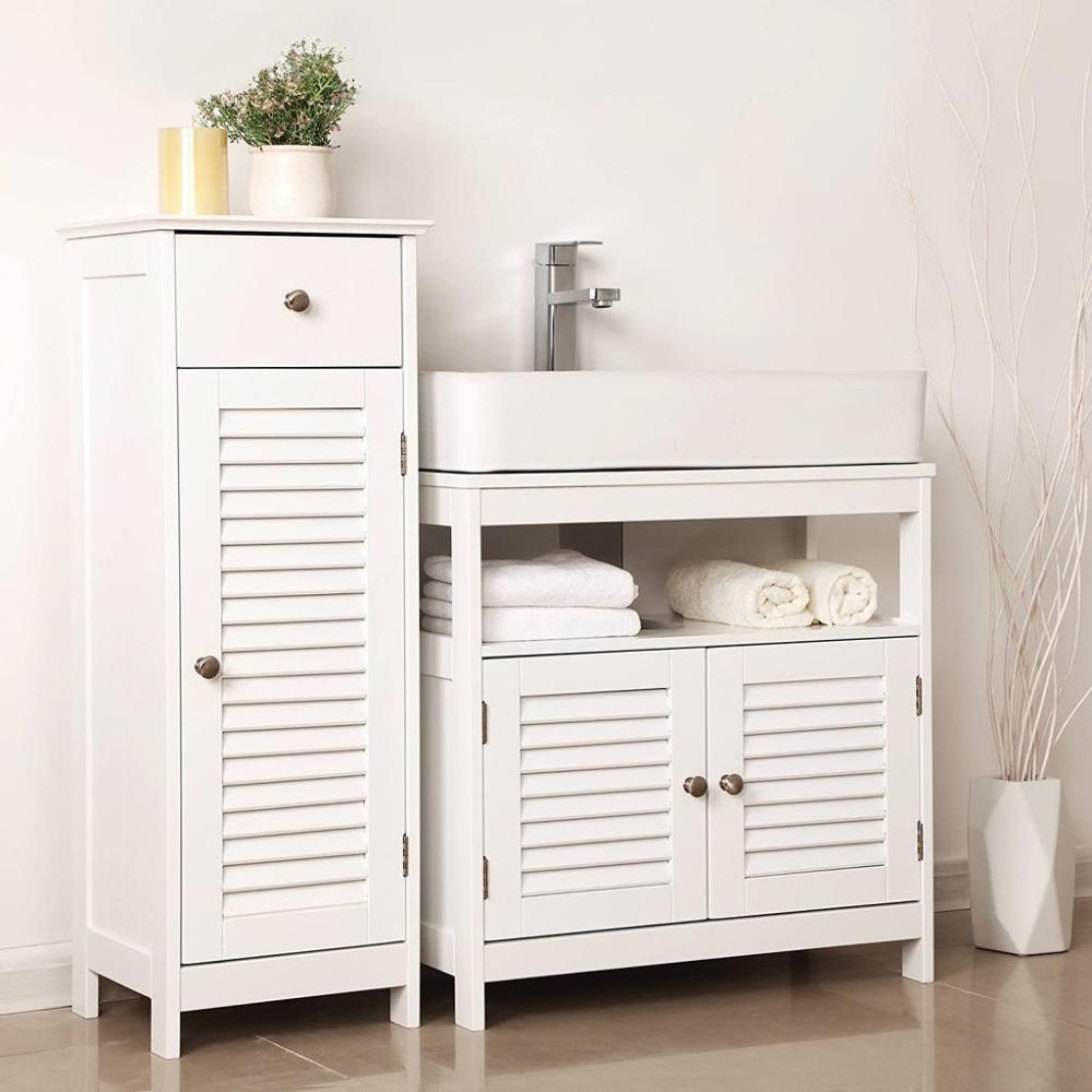 Under Sink Cabinet with 2 Doors Open Compartment - White