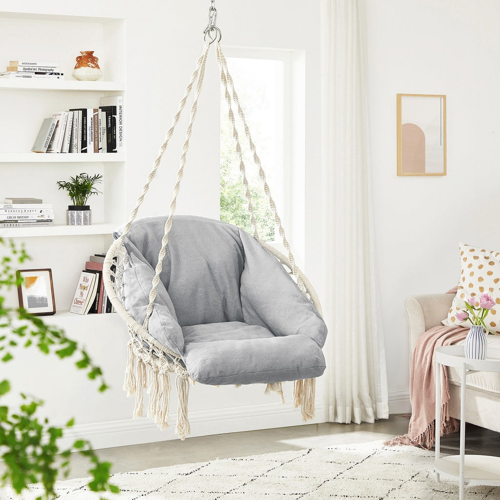 Hammock Hanging Chair with Cushion - Grey