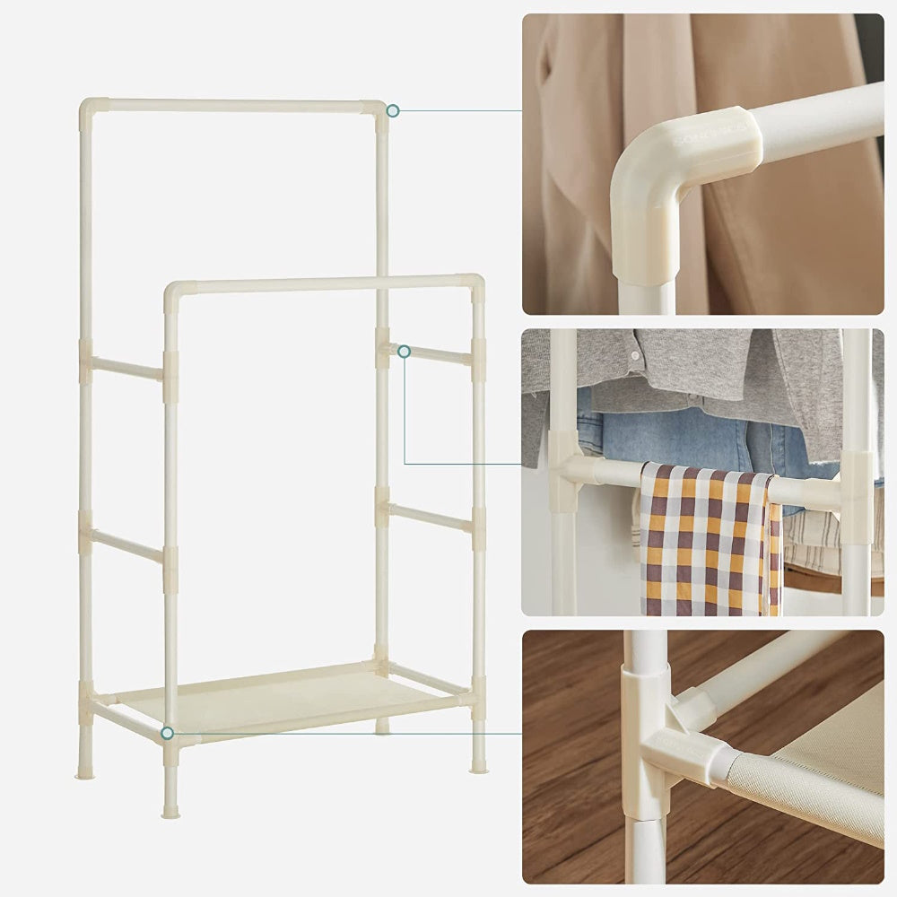 Metal Coat Rack with 2 Clothes Rails and Shelf