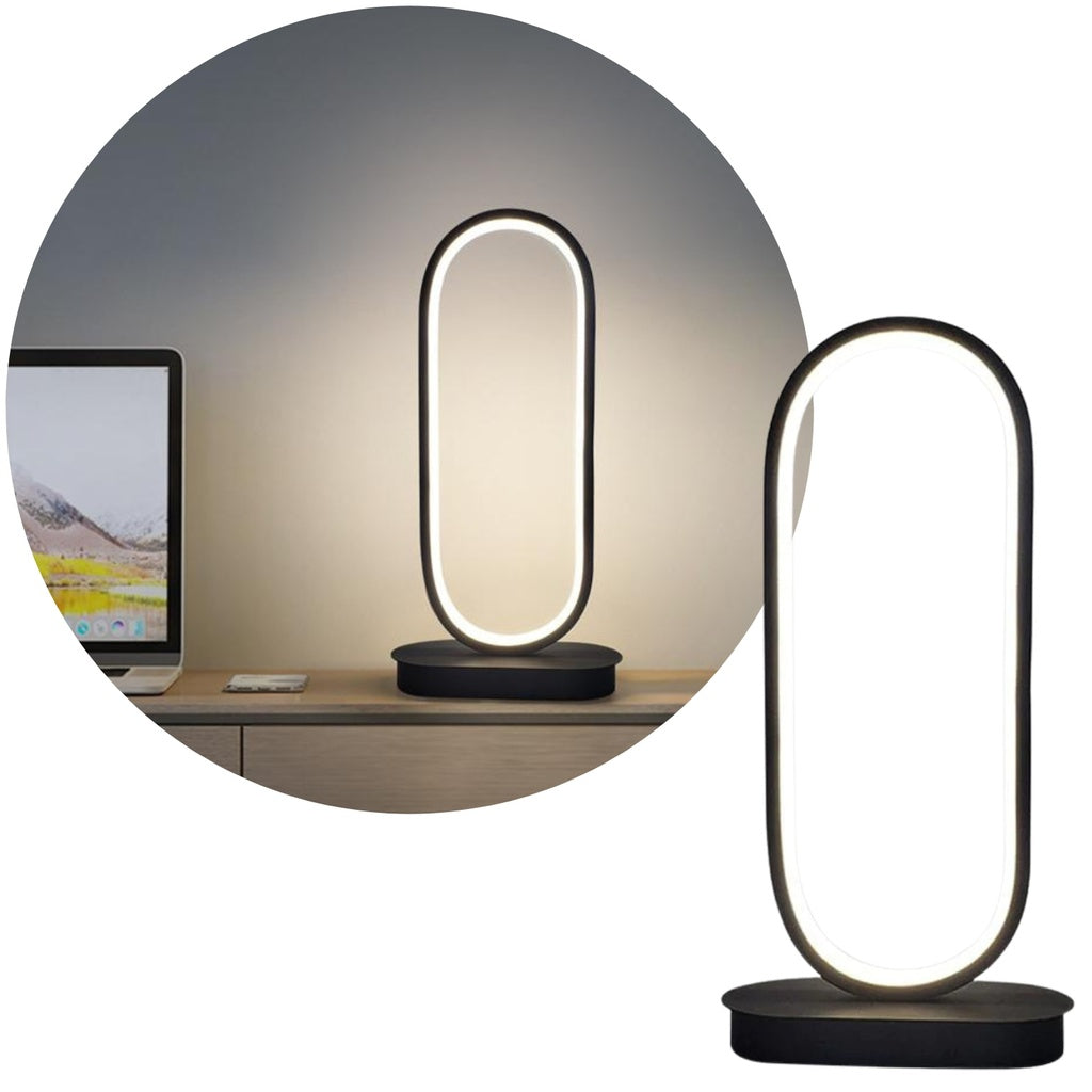 LED Aluminium Desk Night Lamp - Oval Shape (Black)