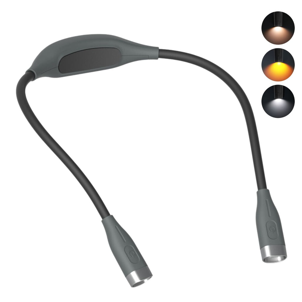 3 Color Adjustable LED Neck Reading Light - Grey