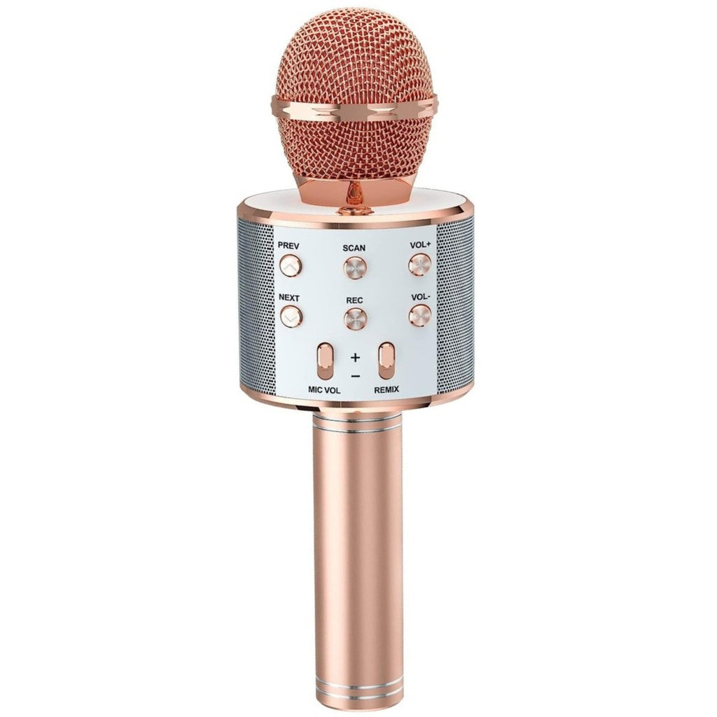 4 in 1 Wireless Bluetooth Karaoke Microphone with Record Function (Rose gold)