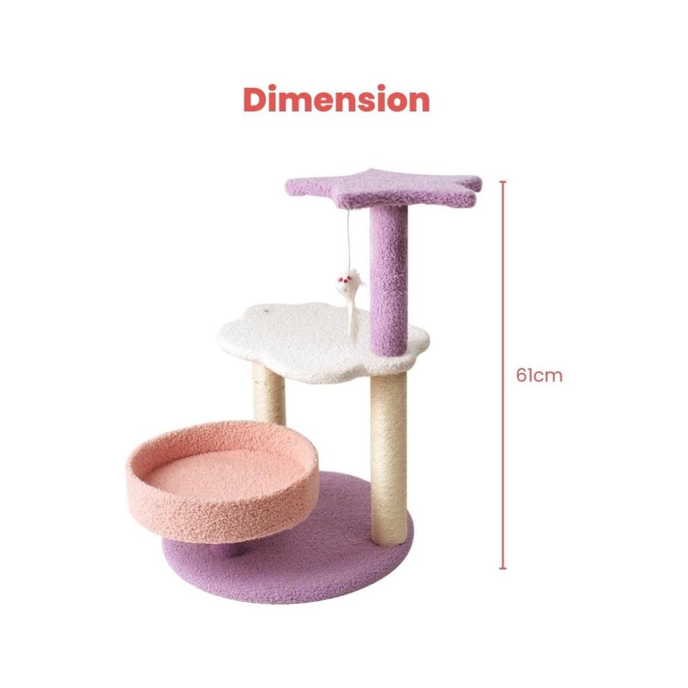 Galaxy Plush Scratching Post Cat Tree Pink Purple - 61cms