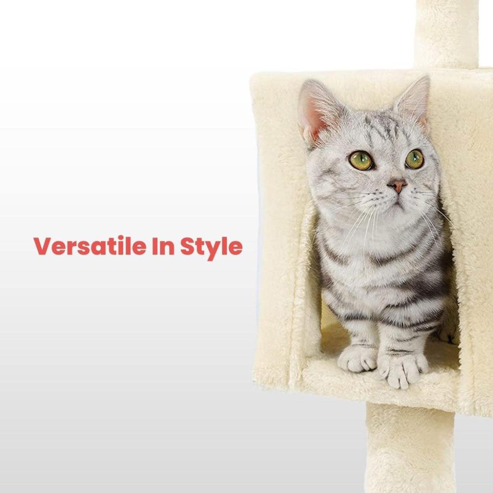 Plush Cat Condo Cat Tree Beige - 155cms