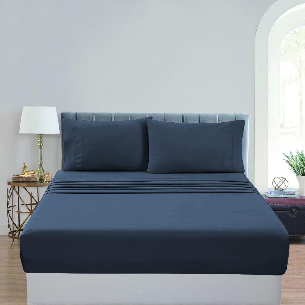 2000 Thread Count Ultra Soft Microfiber 4 Pcs Bed Sheet Set - King (Royal Blue)