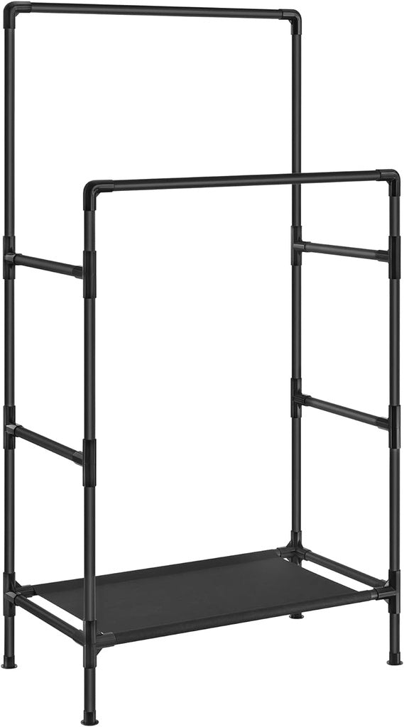 Metal Clothes Rack with 2 Rails Grey