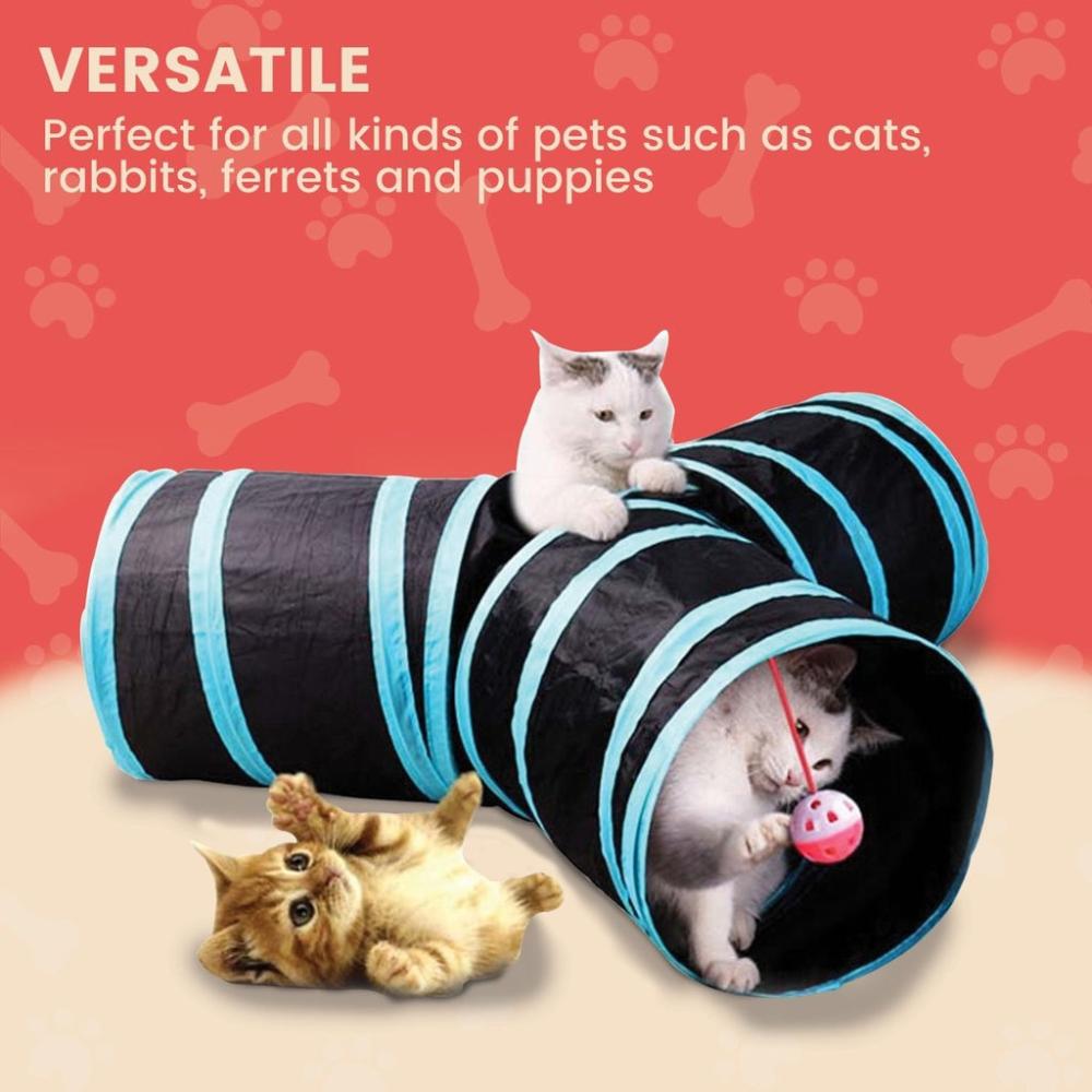 3 Spacious Way 4 Holes Cat Tunnel (Pink)