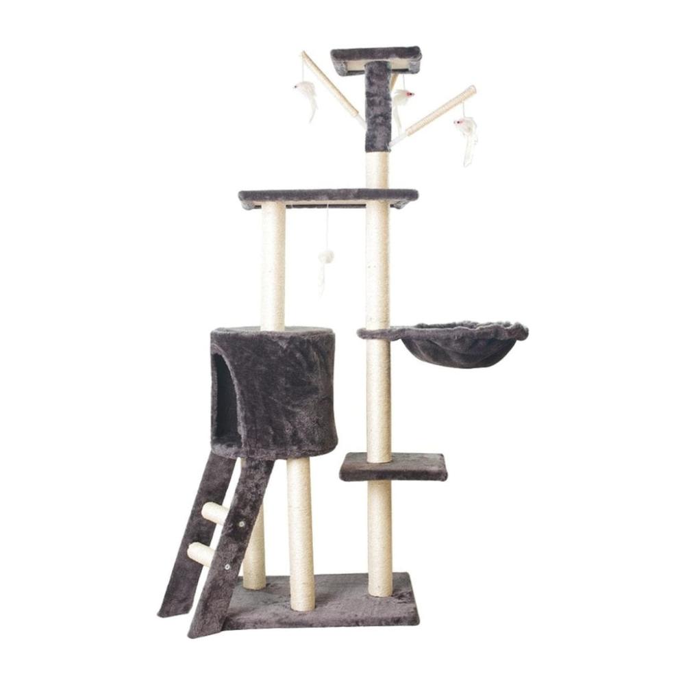 5 Layer Plush Cat Condo Cat Tree Dark Grey - 138cms