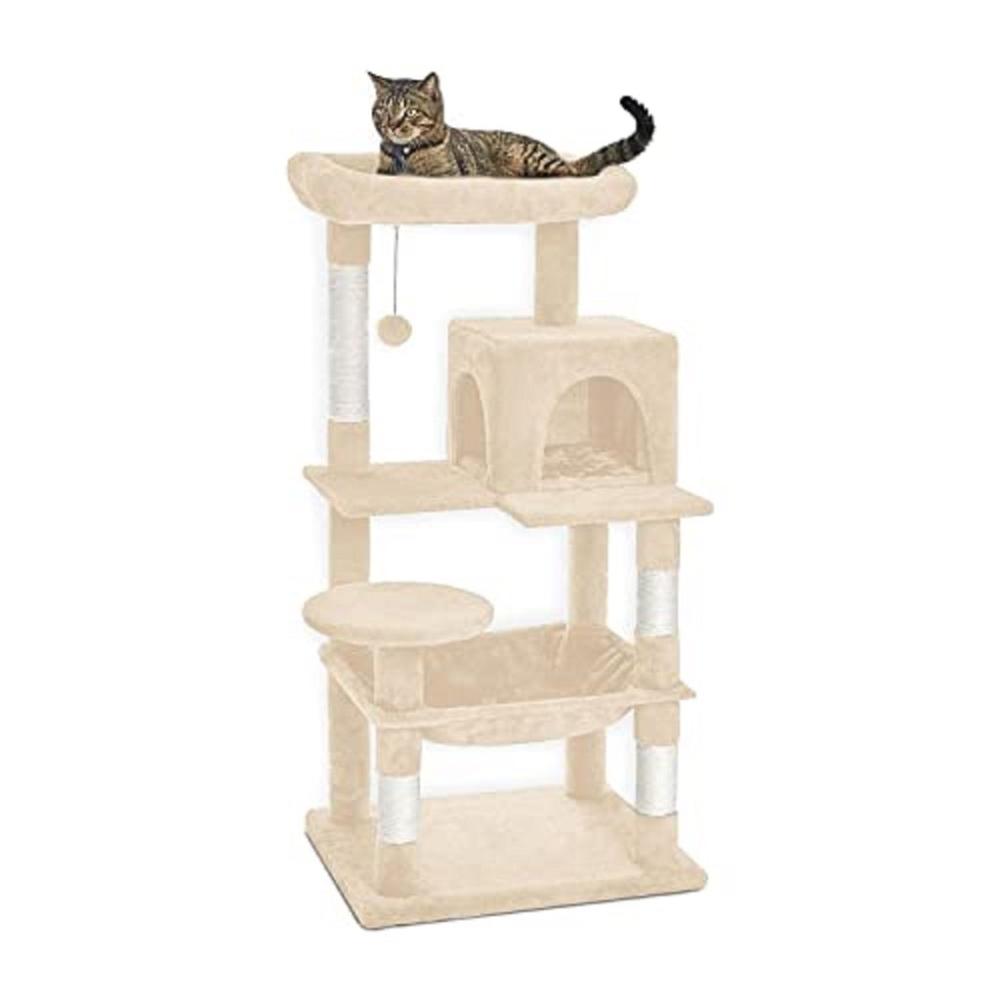 Plush Cat Condo Cat Tree - Beige 118cms