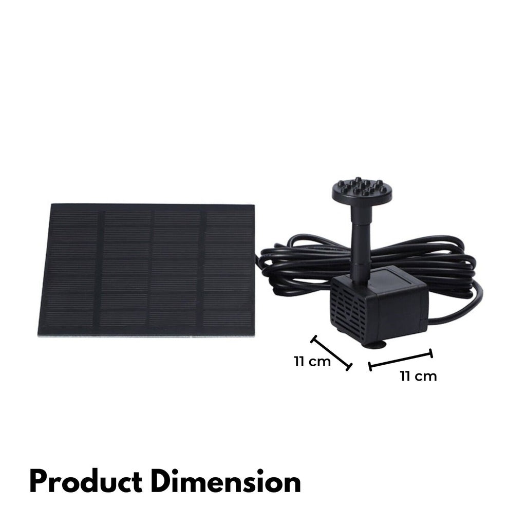 Eco-friendly Solar Water Fountain with 6 Different Nozzles in Black