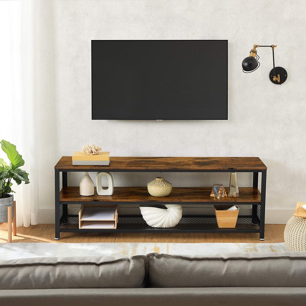 Entertainment Unit with Shelves Rustic Brown - 140cms