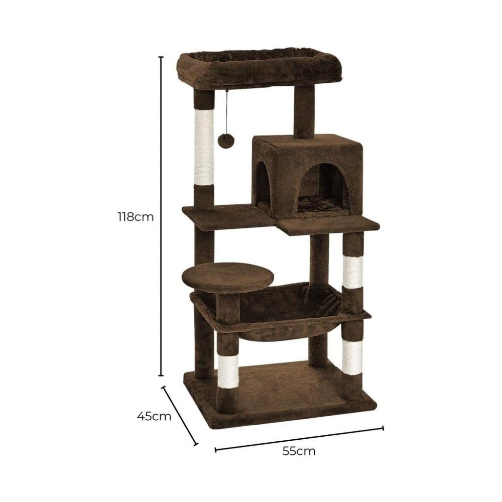 Plush Cat Condo Cat Tree - Brown 118cms