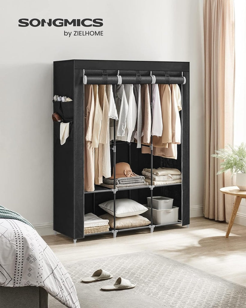 Clothes Wardrobe Portable Closet with Cover - Black