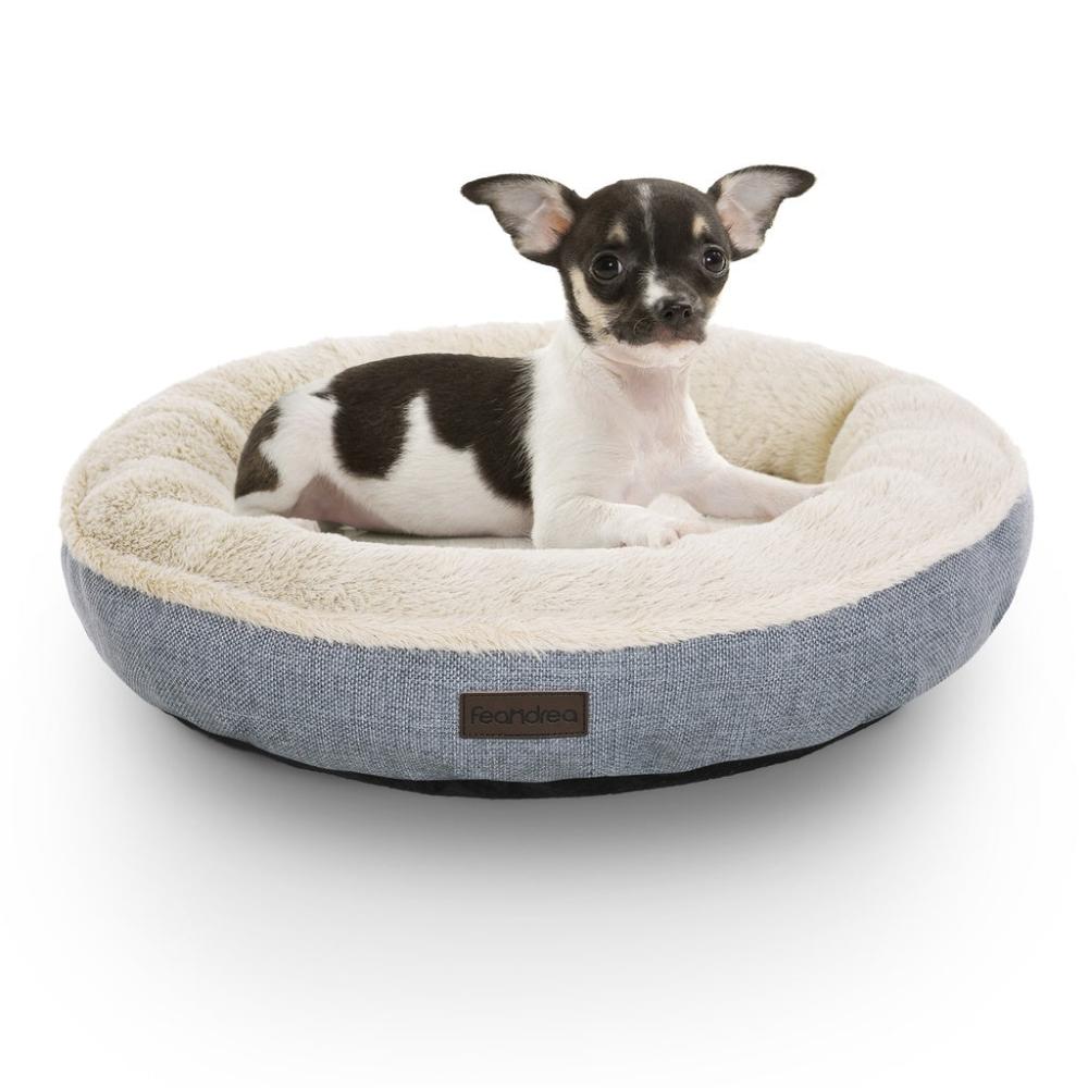 Round Shape Fabric Grey Dog Sofa Bed - 55cms