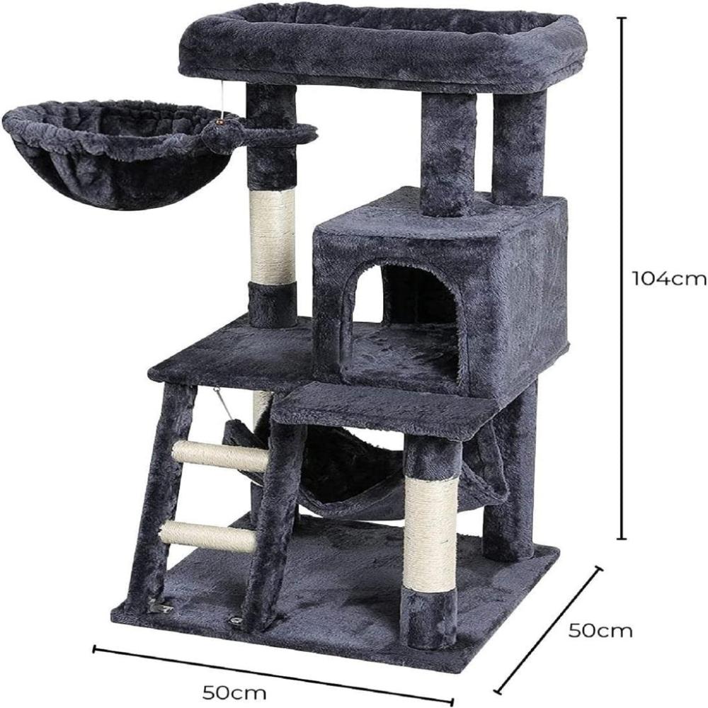 Plush Cat Condo Cat Tree Dark - Grey 104cms