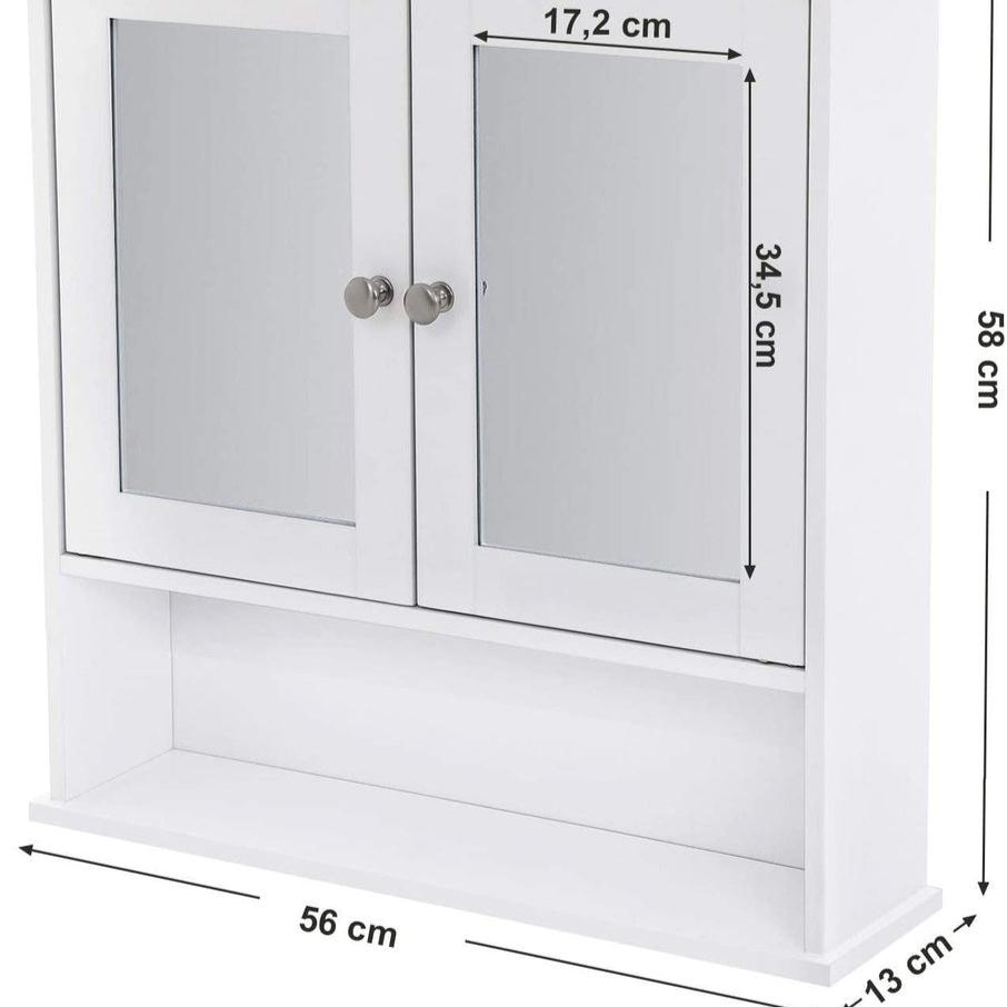 Durable Wall Cabinet with 2 Mirror Doors