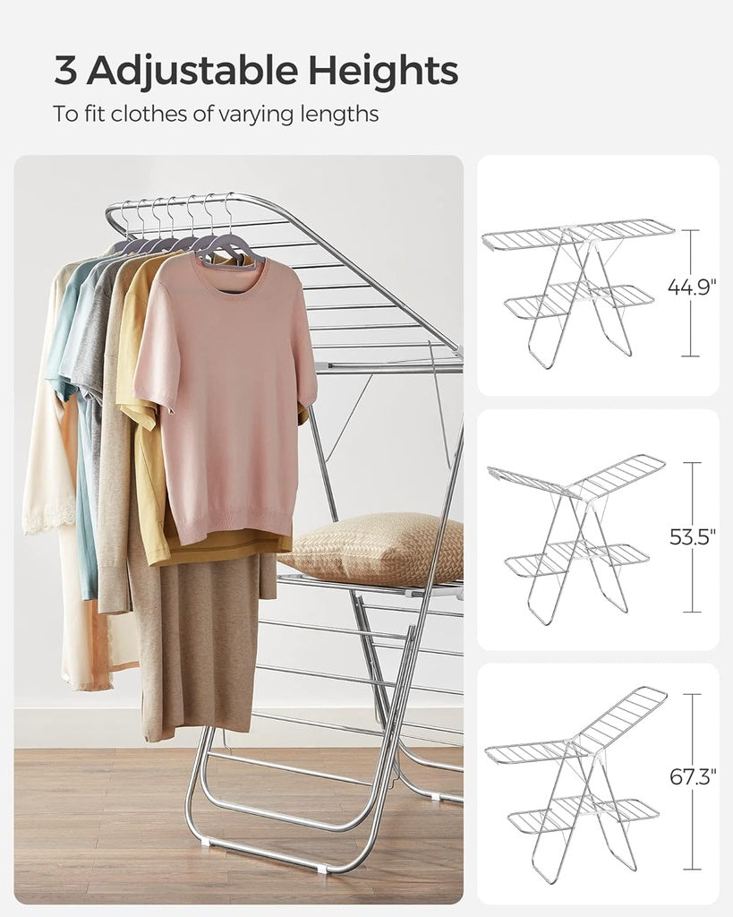 Foldable 2-Level Large Clothes Drying Rack