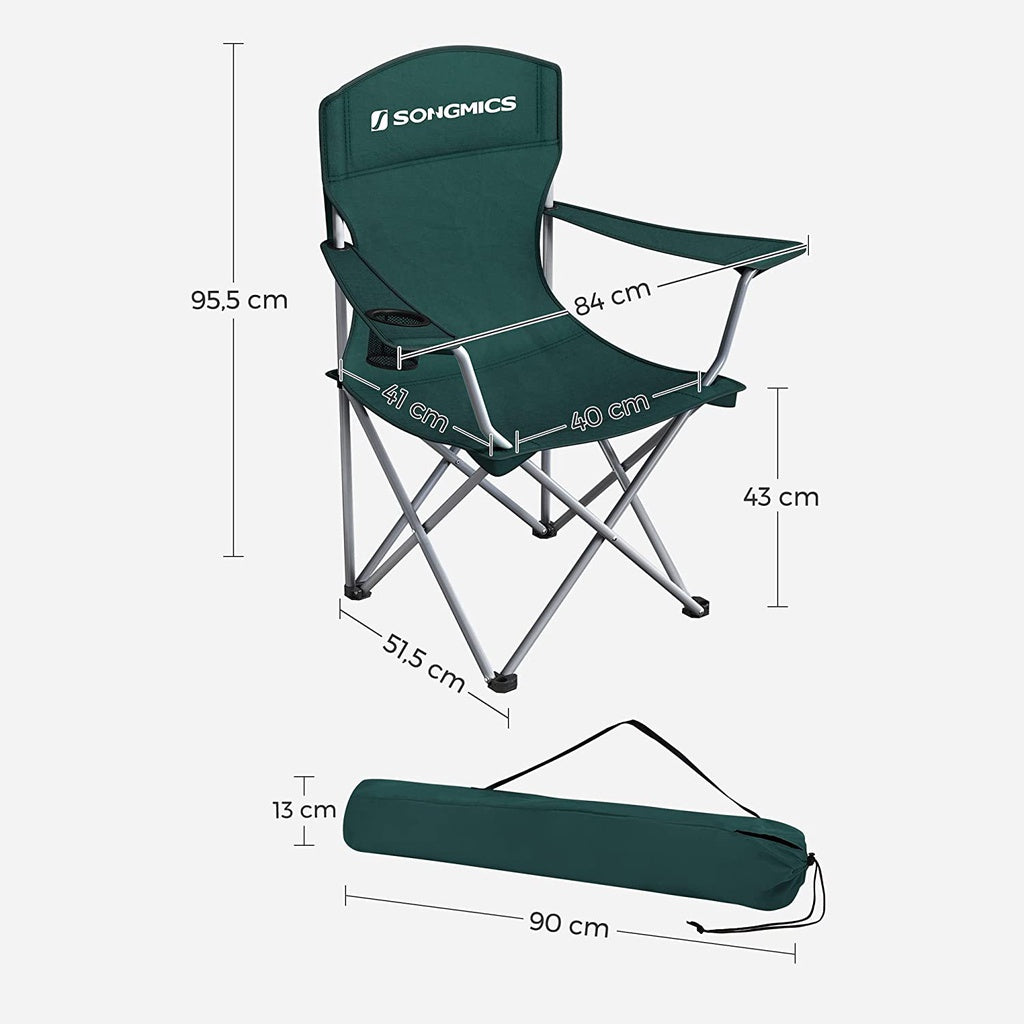 Set of 2 Folding Camping Outdoor Chairs - Dark Green