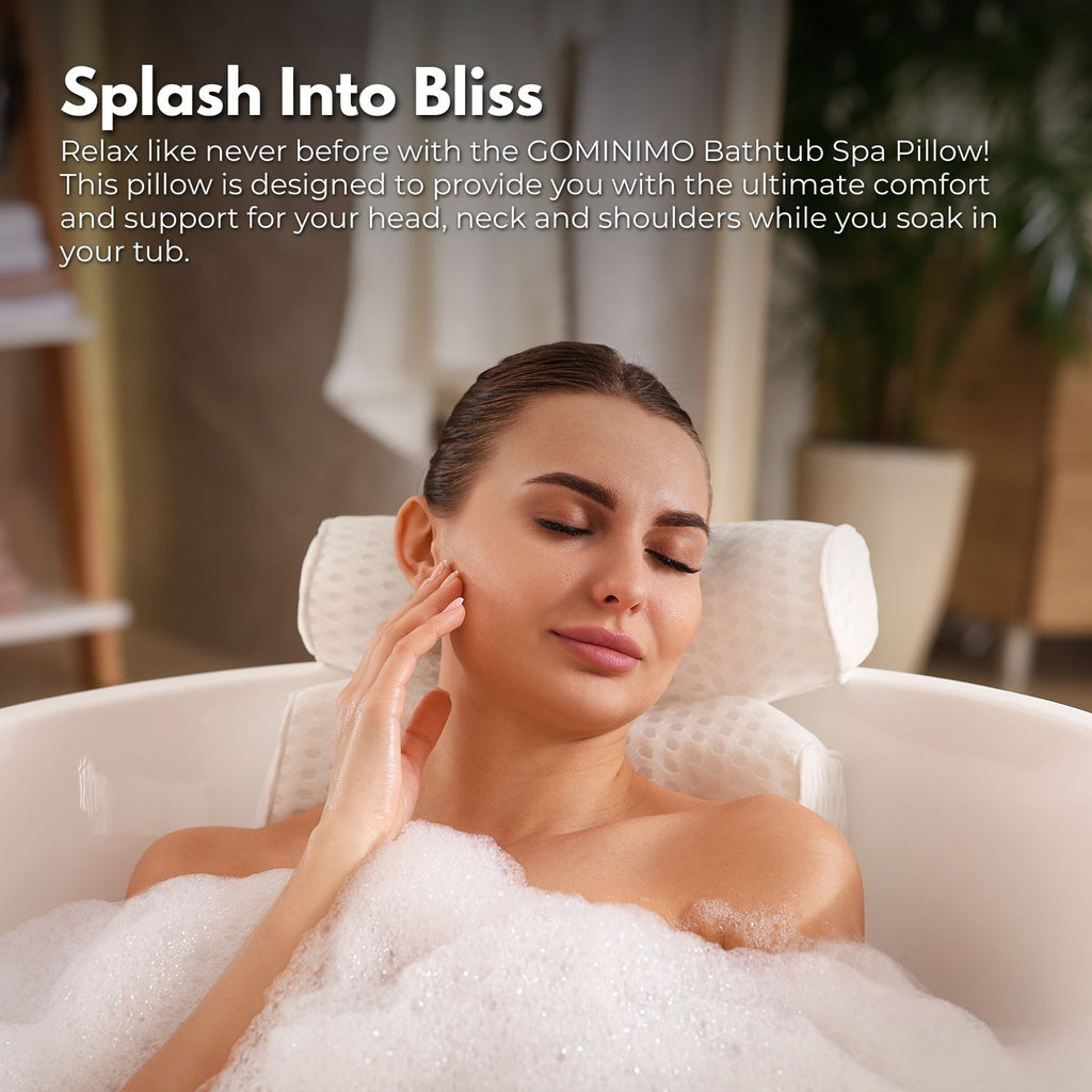 Bathtub Spa Pillow with 4D Air Mesh and 7 Suction Cups