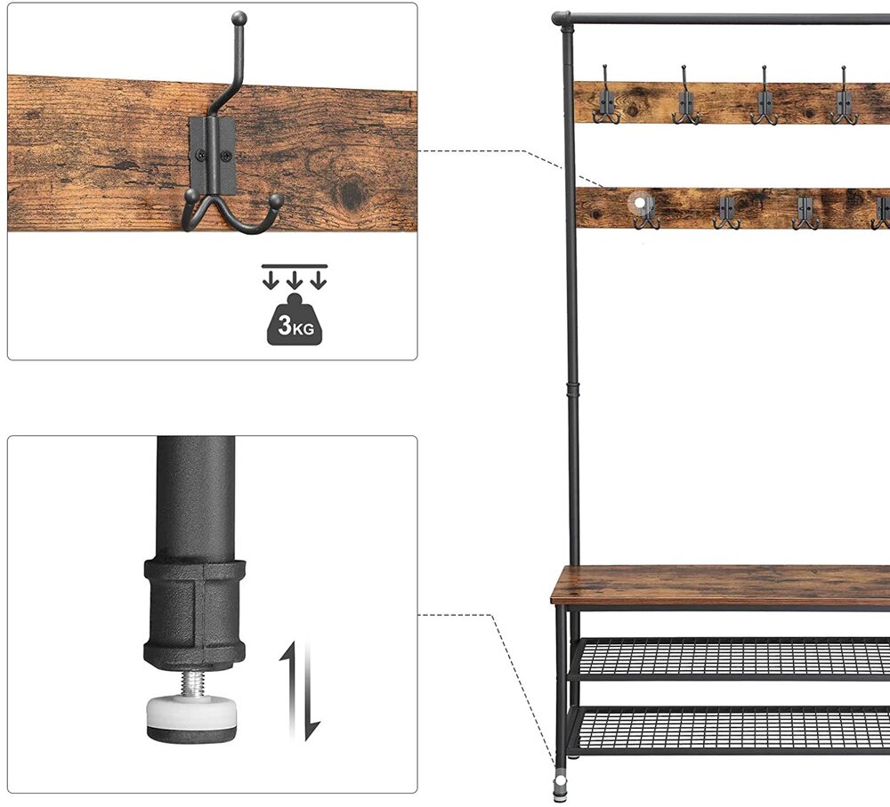 Coat and Shoe Rack Stand with 9 Hooks