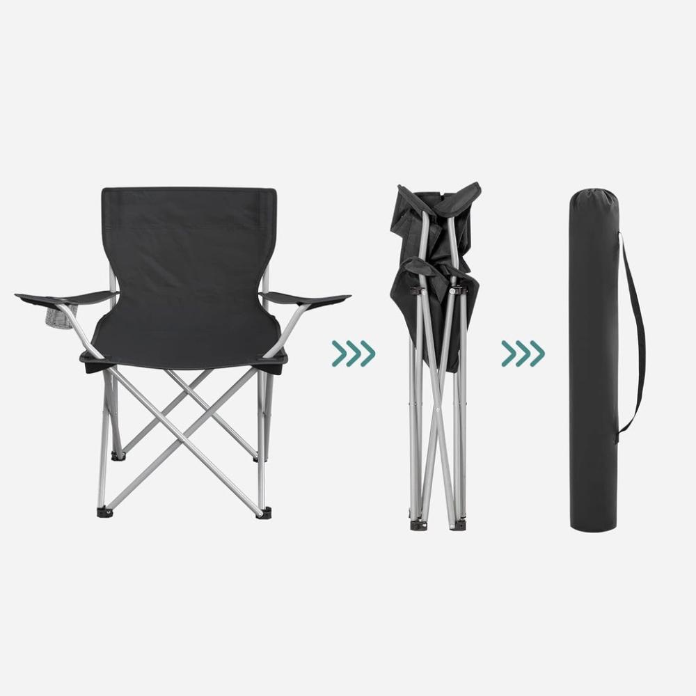 Folding Camping Outdoor Chairs with Armrests - Set of 2