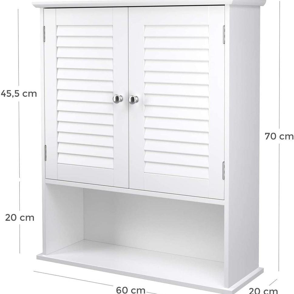 Wall Cabinet with 2 Doors and Cupboard - White