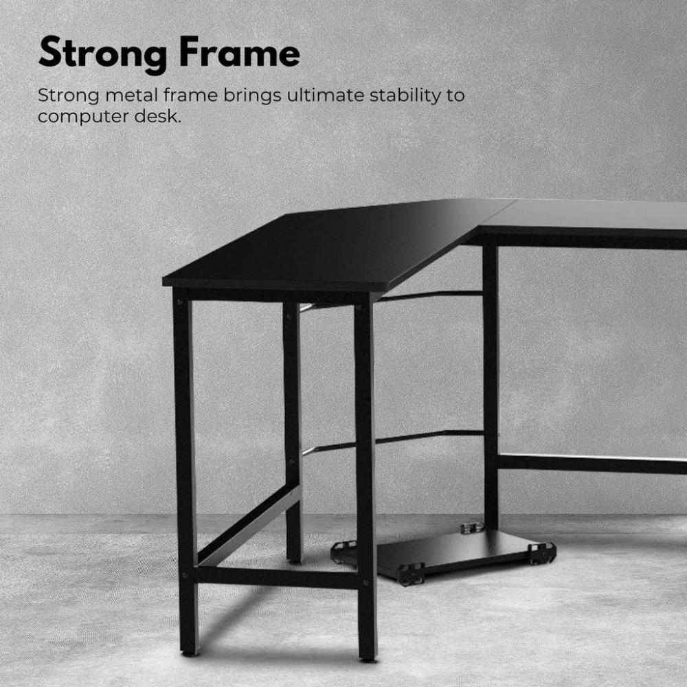 L-Shaped Corner Computer Desk with CPU Stand (Black)