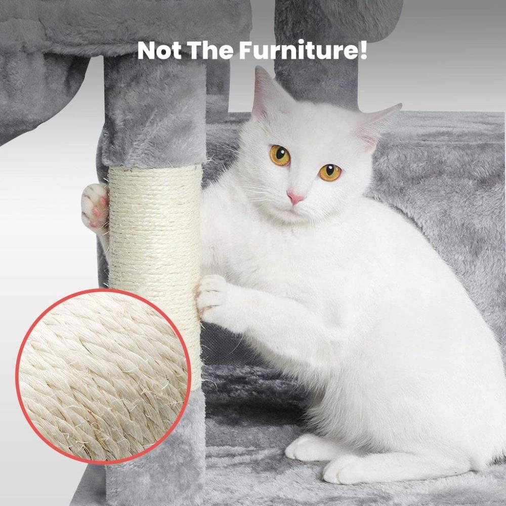 Adjustable Base Plush Cat Tree Light Grey - 97cms