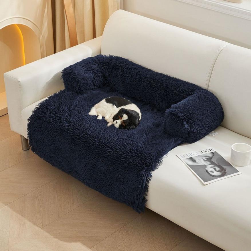 Pet Sofa Cover Soft with Bolster M Size (Dark Blue)