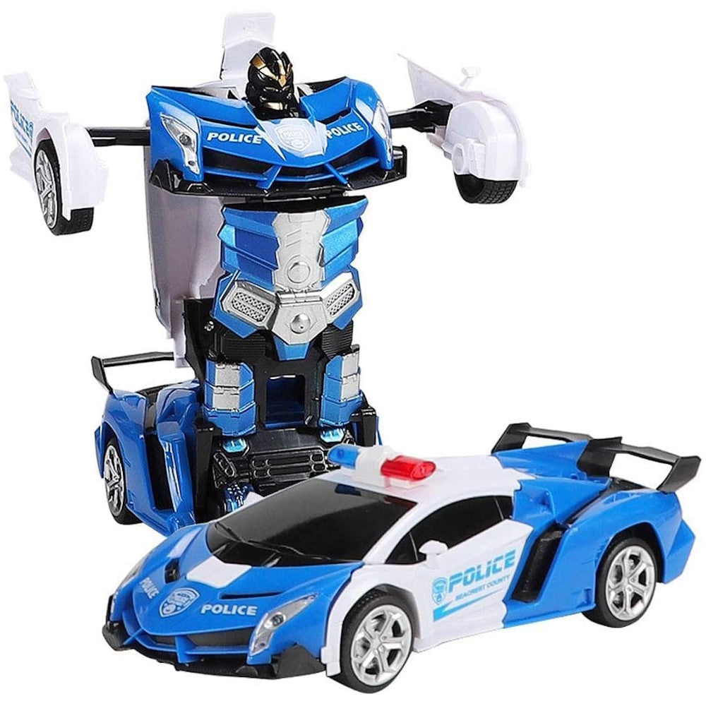 Transform Car Robot Police Car with Remote Control (White Blue)