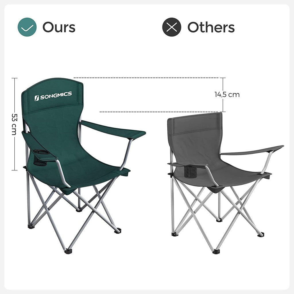 Set of 2 Folding Camping Outdoor Chairs - Dark Green