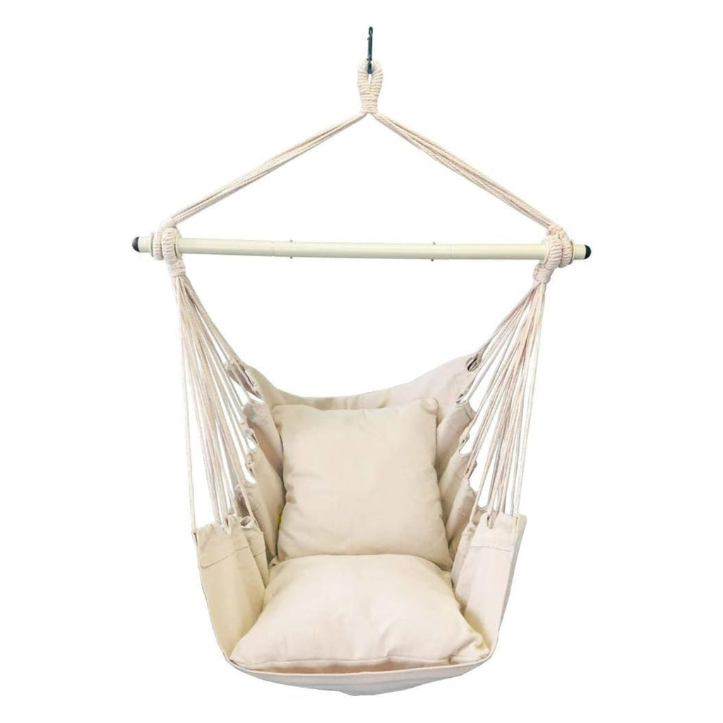 Hammock Chair Swing with Cushion and Pillow - Beige