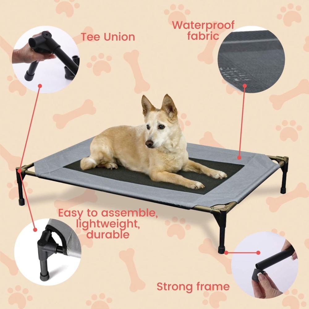 Luxurious Elevated Pet Bed (L Black)