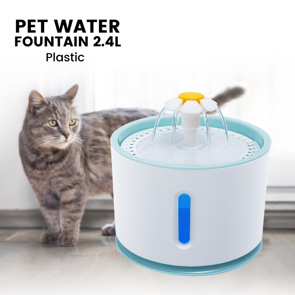 2.4L Automatic Pet Water Fountain Drinking Dispenser And Filter- Blue