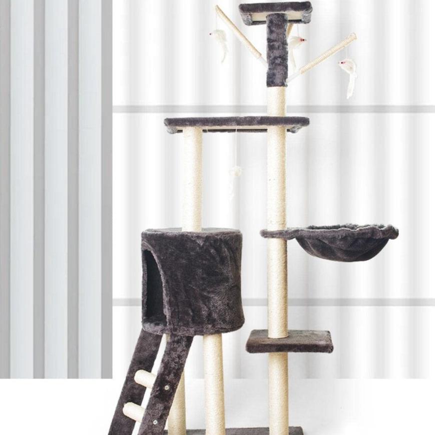 5 Layer Plush Cat Condo Cat Tree Dark Grey - 138cms