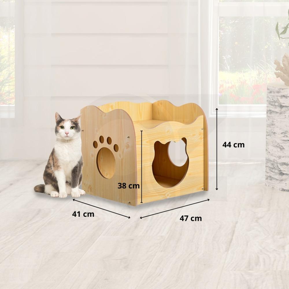 Pet House Wooden Cat Paw Shape Hole (Yellow)