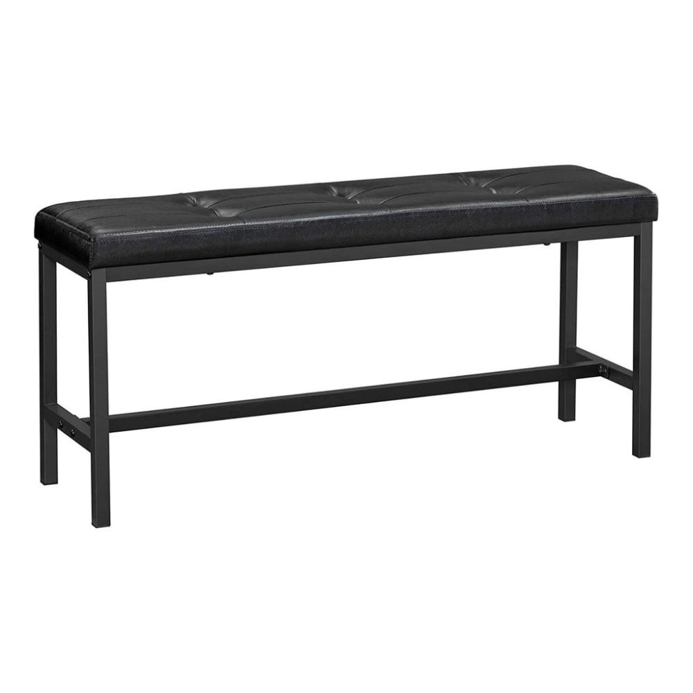 Dining Table Bench with PU Leather Steel Frame - Black