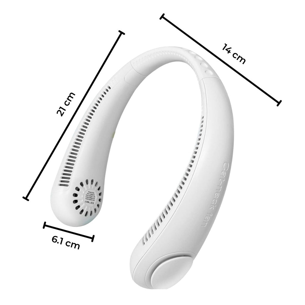 Rechargeable Portable Bladeless Neck Fan with 3 Speeds (White)