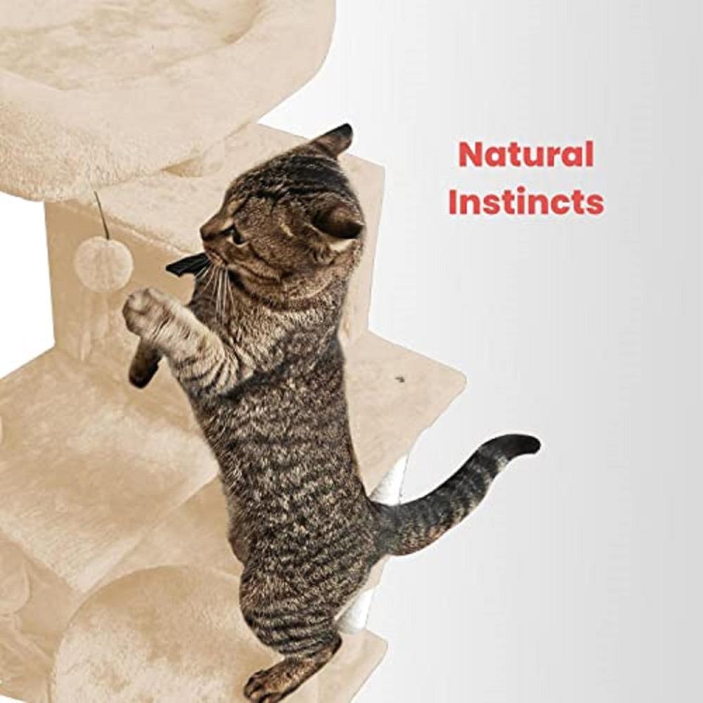 Plush Cat Condo Cat Tree - Beige 118cms