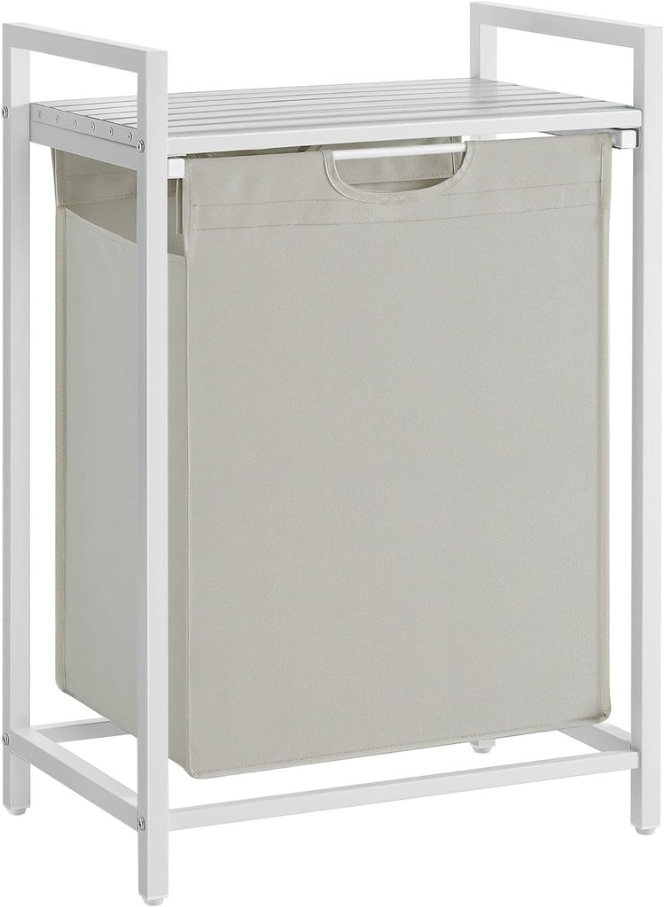 Laundry Hamper with Shelf and Pull-Out Bag 65L - White