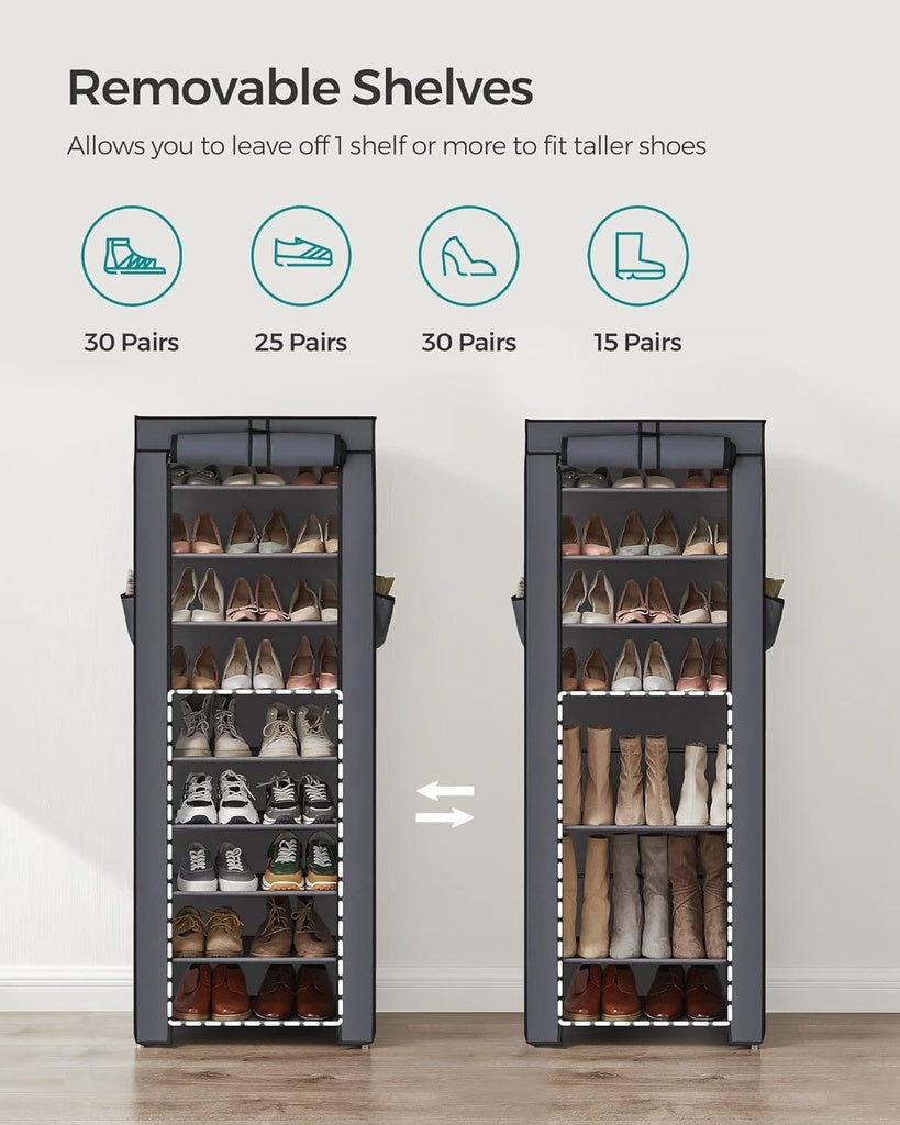 9 Tier Shoe Rack for 27-35 Pairs of Shoes - Grey