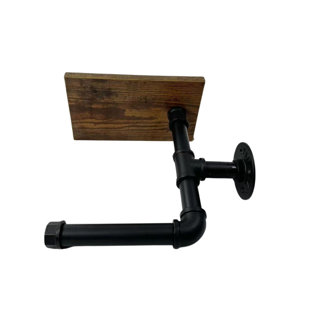 Industrial Pipe Toilet Paper Roll Holder with Phone Shelf