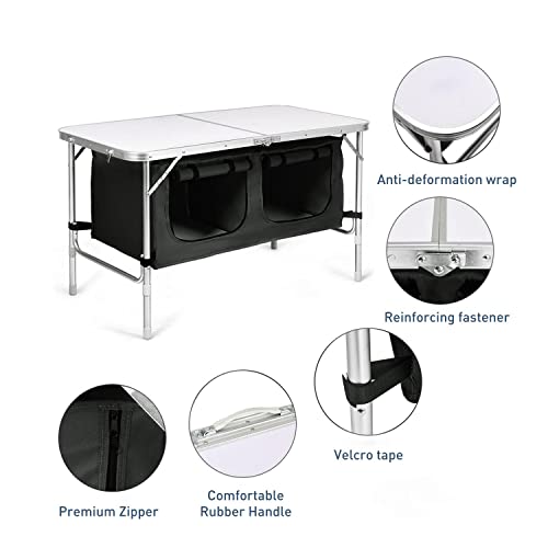 Camping Table With Black Storage Bag 120cm Silver