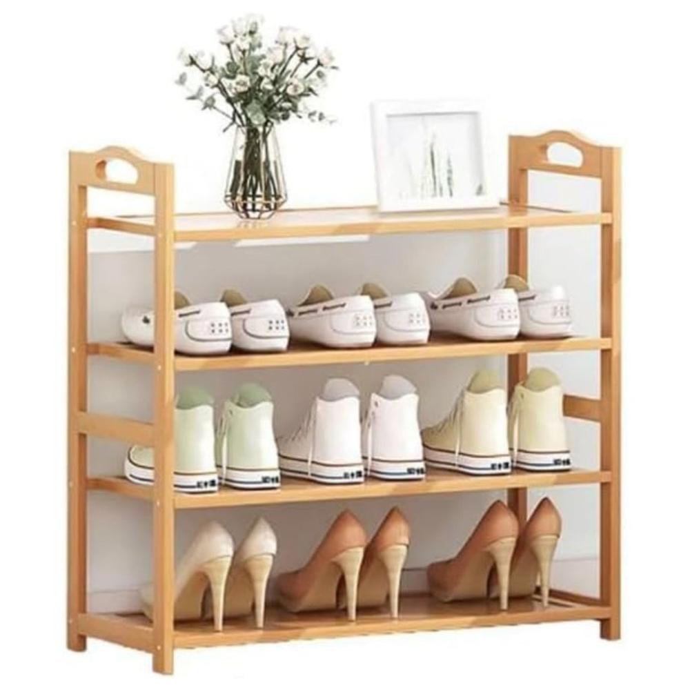 4 Tier Bamboo Shoe Rack Storage Organizer Stand Shelves