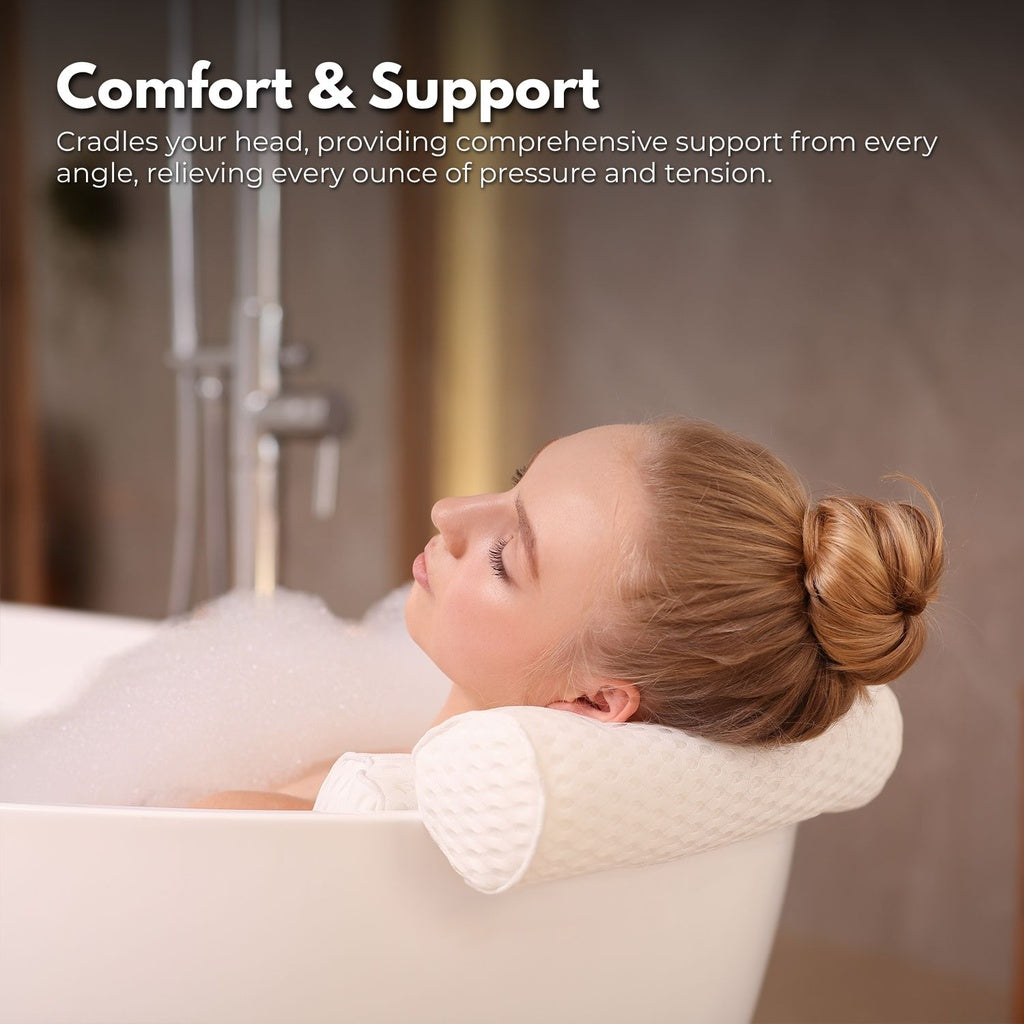 Bathtub Spa Pillow with 4D Air Mesh and 7 Suction Cups