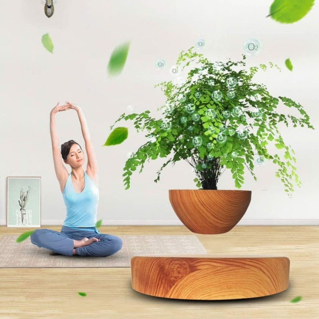 Magnetic Levitating Plant Pot Oak