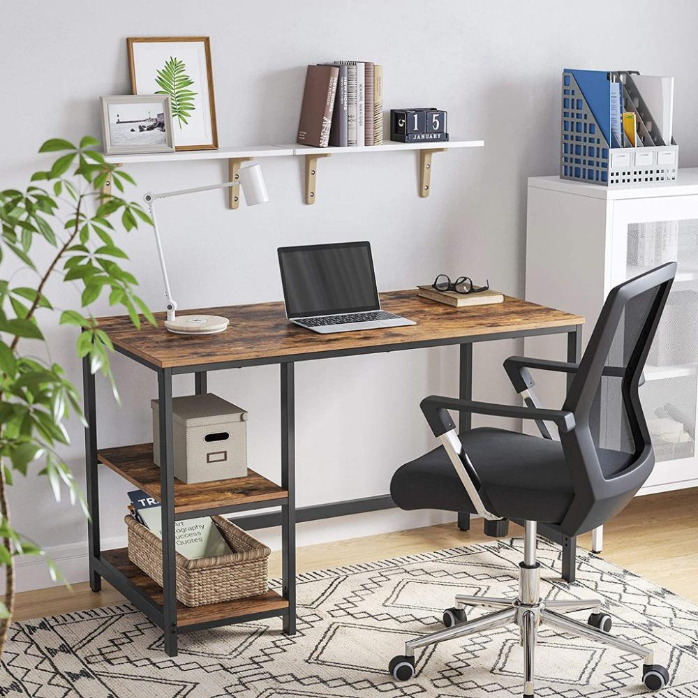 Computer Desk with 2 Shelves - Rustic Brown and Black