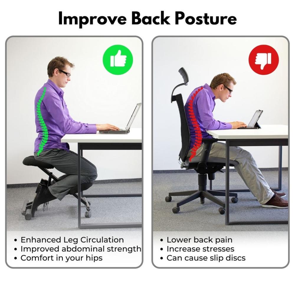 Adjustable Ergonomic Office Kneeling Chair (Black)