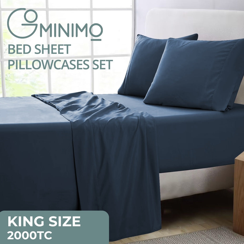 2000 Thread Count Ultra Soft Microfiber 4 Pcs Bed Sheet Set - King (Royal Blue)